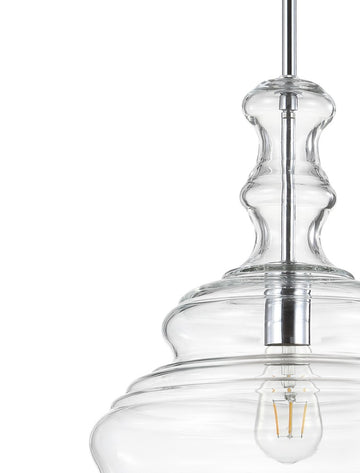 Bettina 13.37" Glass/Metal LED Pendant - JONATHAN Y